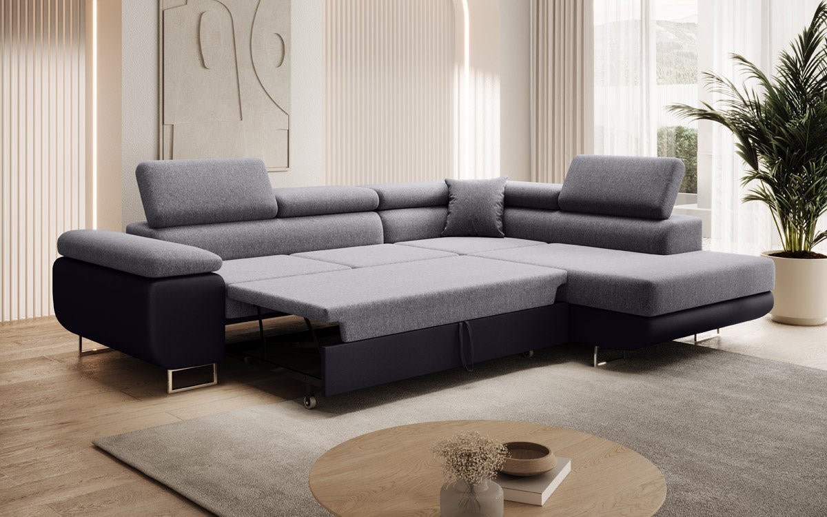 Designer Sofa Aston with Sleeping and Folding Function - Fabric/Artificial Leather