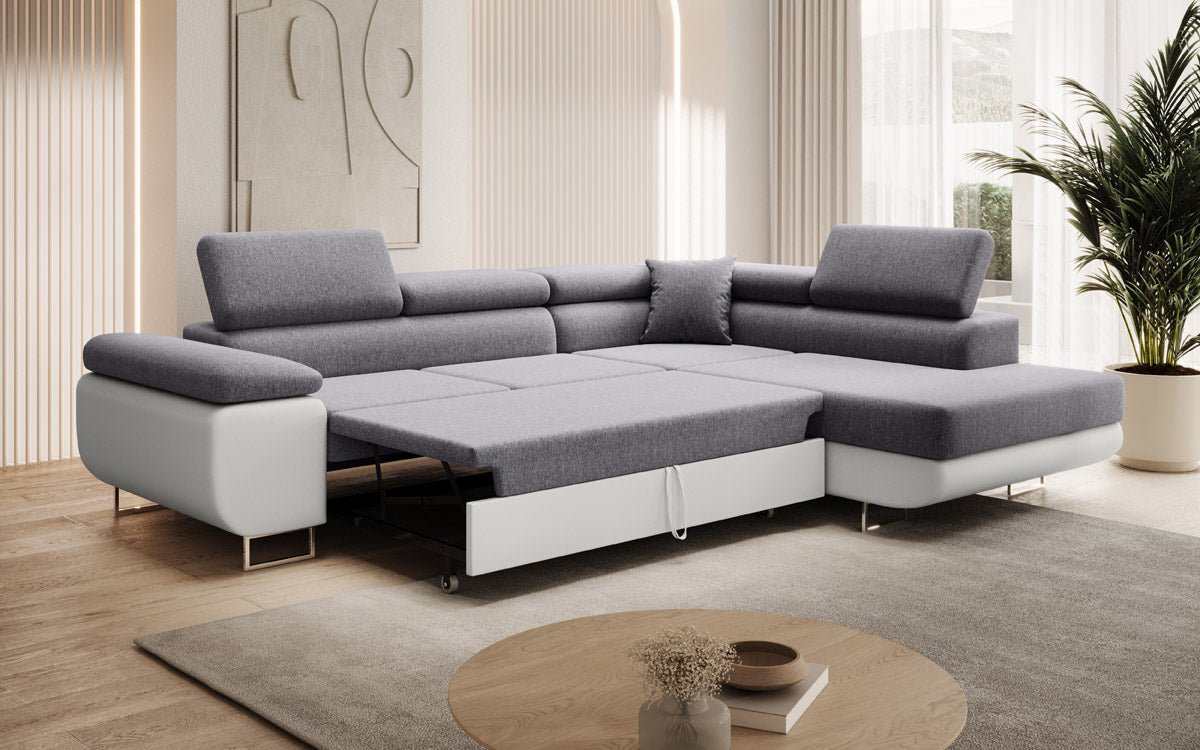 Designer Sofa Aston with Sleeping and Folding Function - Fabric/Artificial Leather