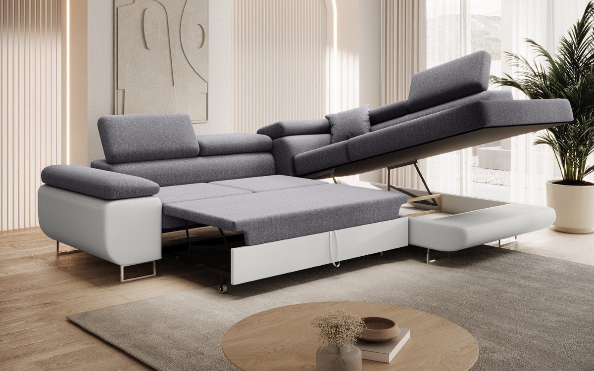 Designer Sofa Aston with Sleeping and Folding Function - Fabric/Artificial Leather