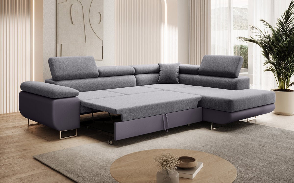 Designer Sofa Aston with Sleeping and Folding Function - Fabric/Artificial Leather