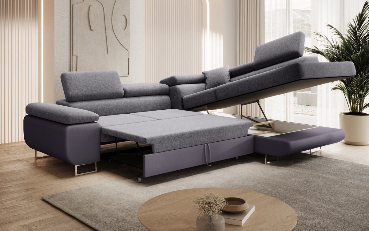 Designer Sofa Aston with Sleeping and Folding Function - Fabric/Artificial Leather
