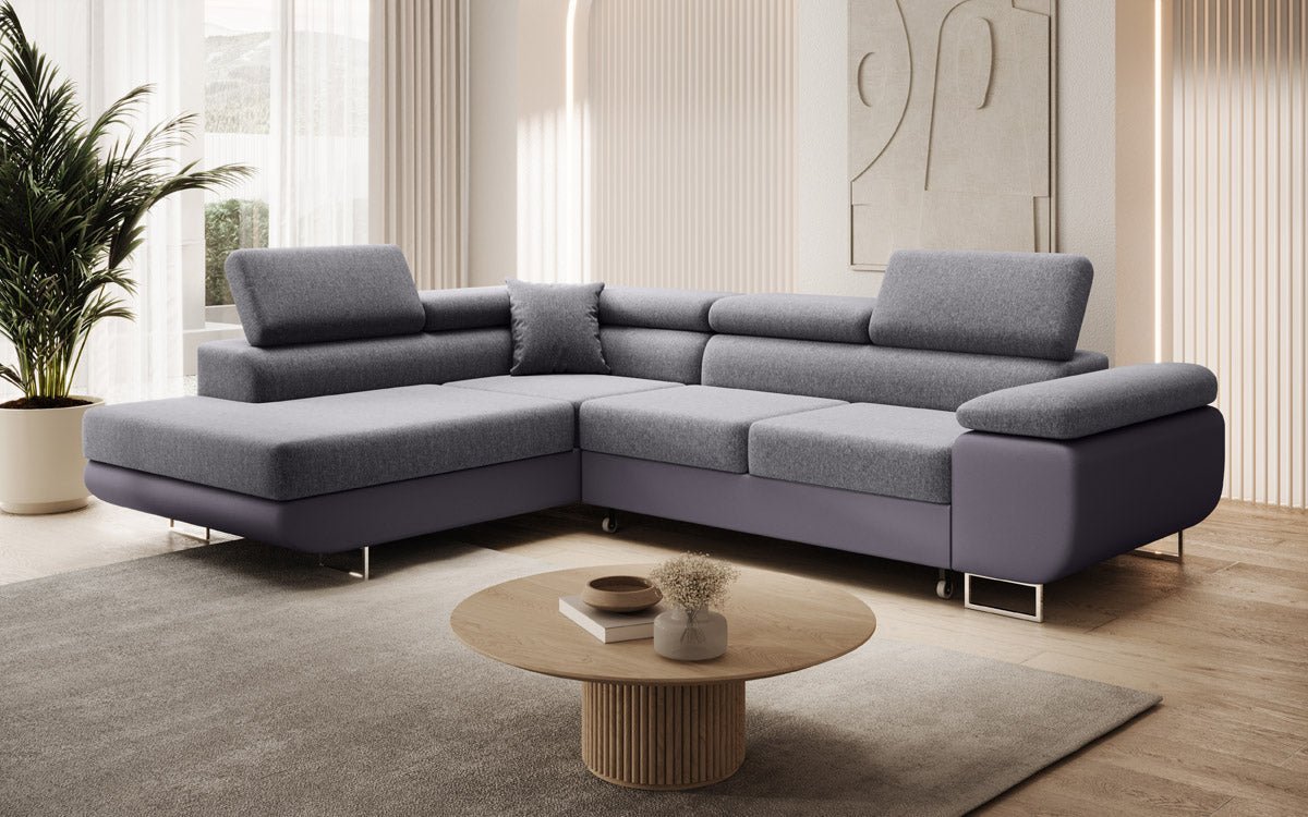 Designer Sofa Aston with Sleeping and Folding Function - Fabric/Artificial Leather