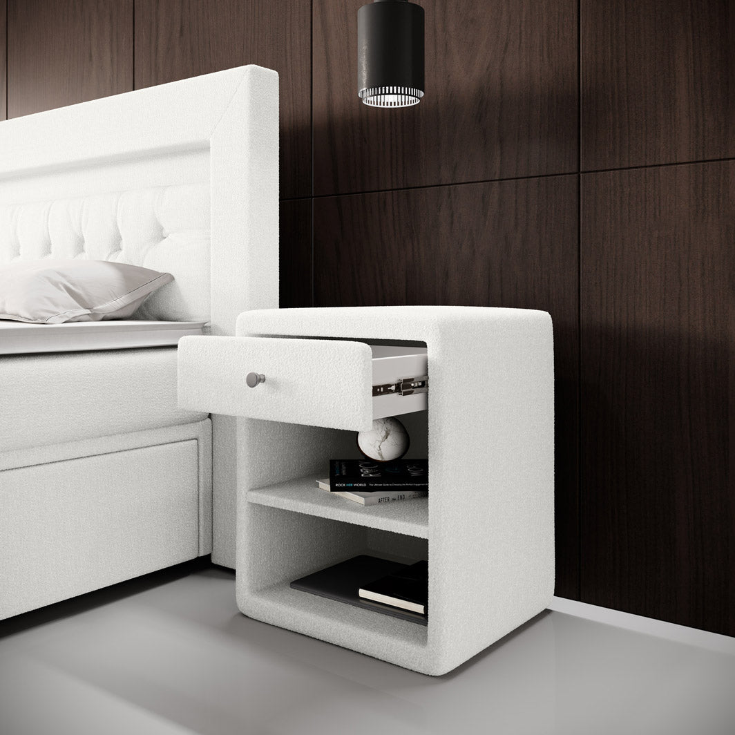 Designer Nightstand Amy in Bouclé