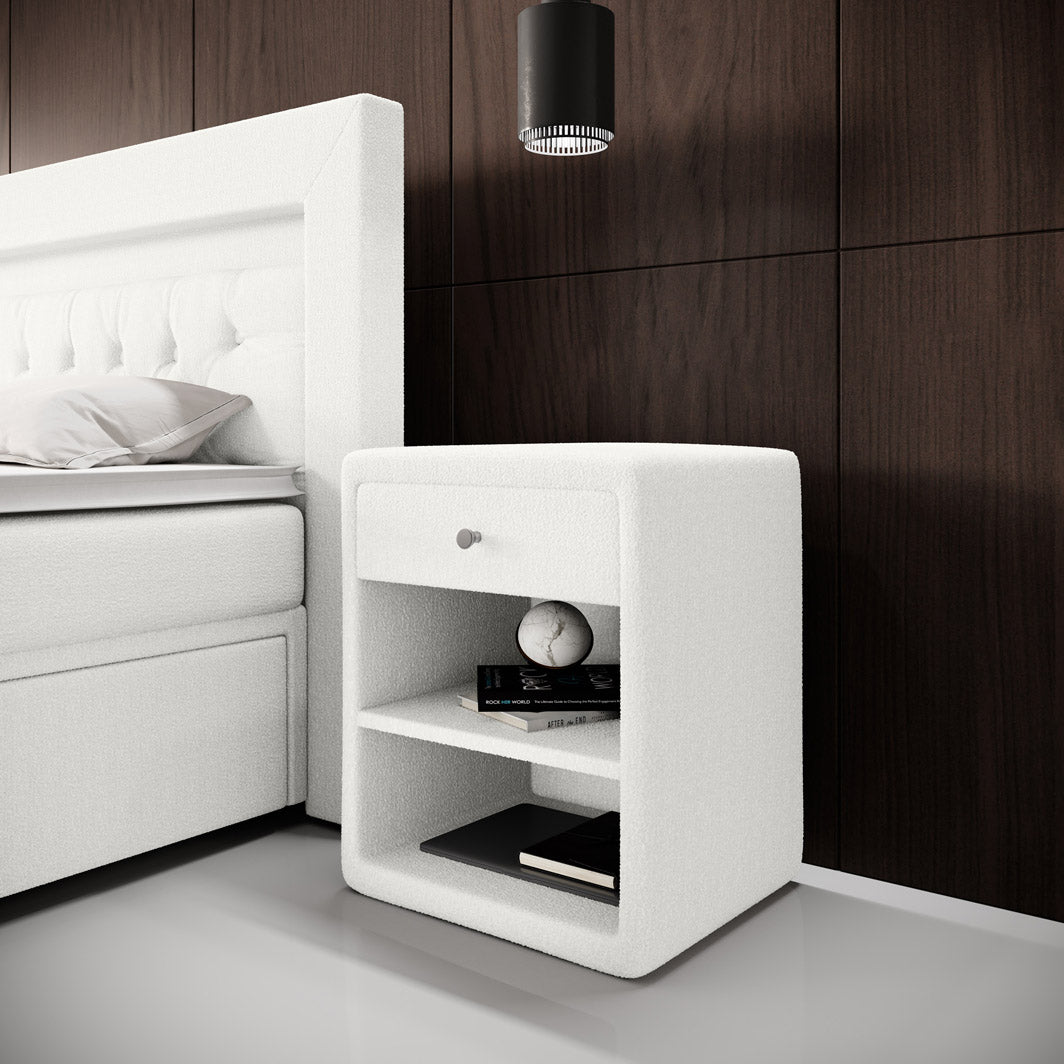 Designer Nightstand Amy in Bouclé