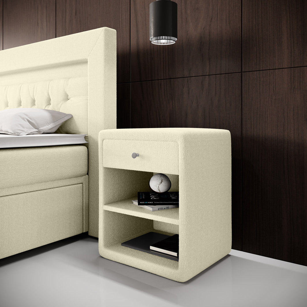 Designer Nightstand Amy in Bouclé