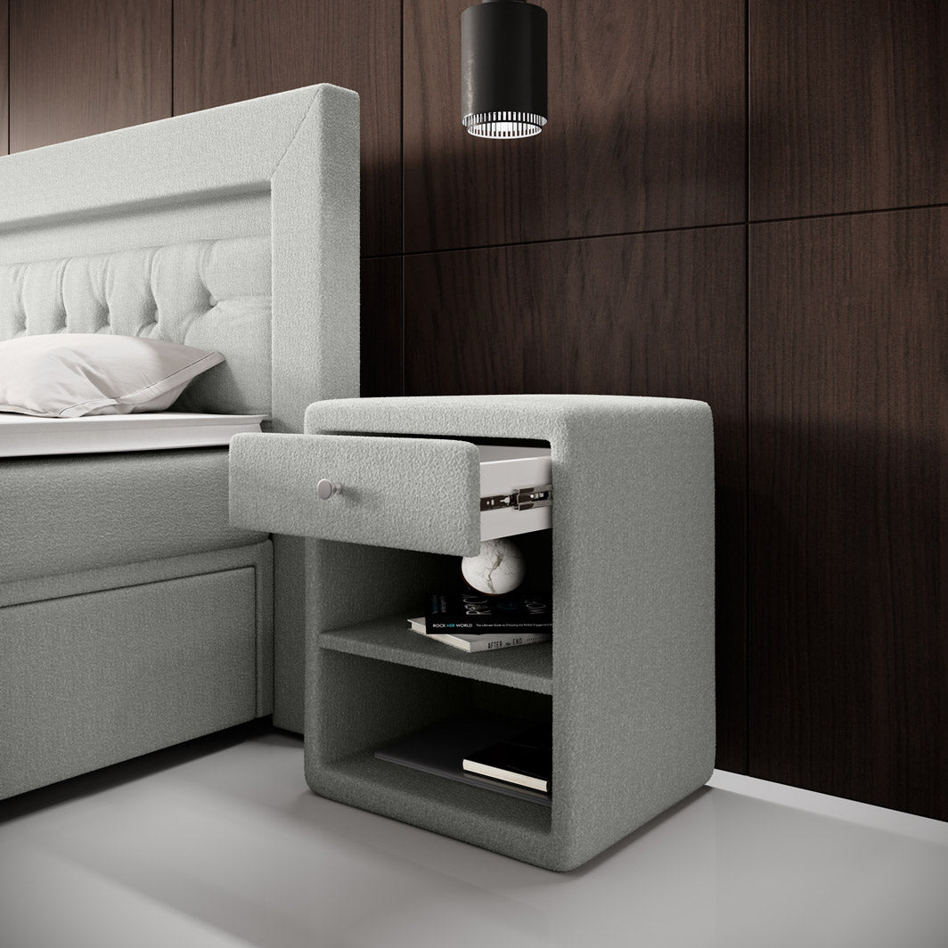 Designer Nightstand Amy in Bouclé