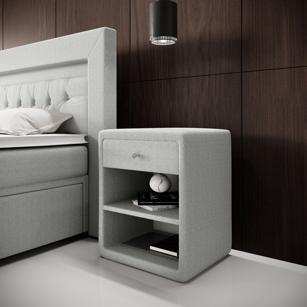 Designer Nightstand Amy in Bouclé