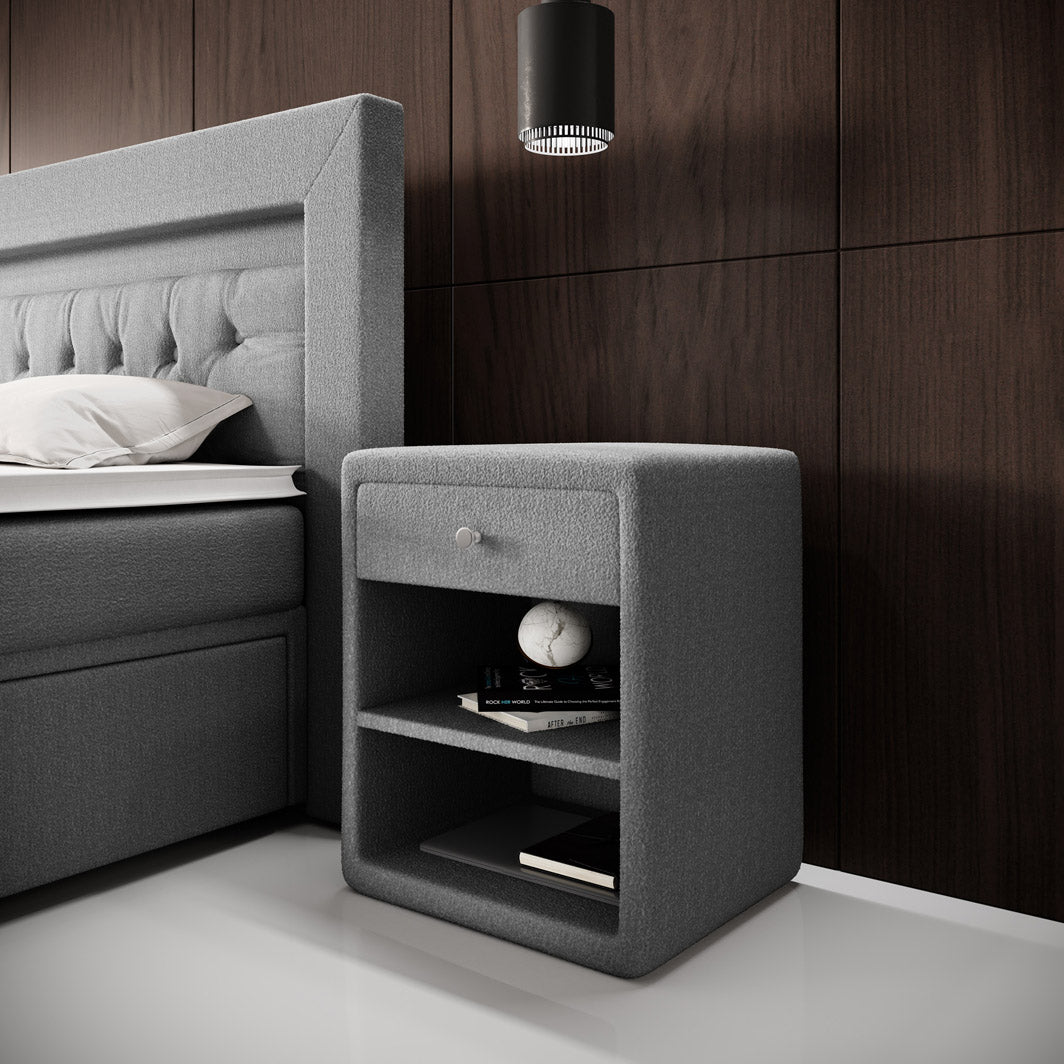 Designer Nightstand Amy in Bouclé