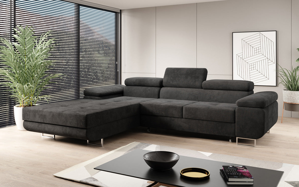 Designer Sofa Calvera mit Schlaf- und Klappfunktion in Cord