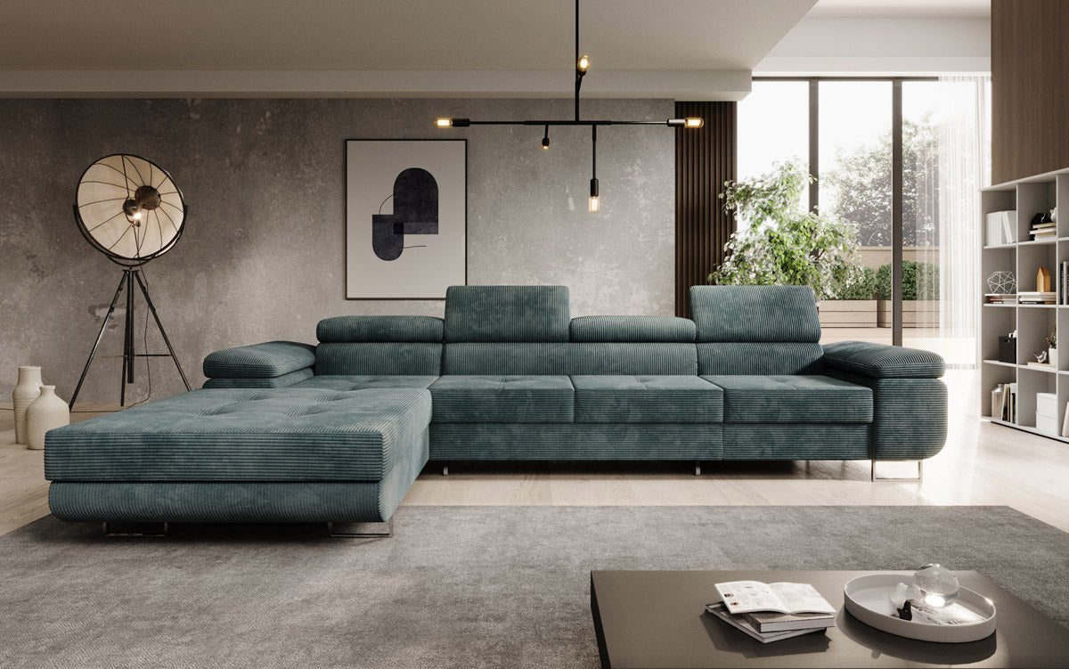 Designer Sofa Calvera Maxi mit Schlaf- und Klappfunktion in Cord