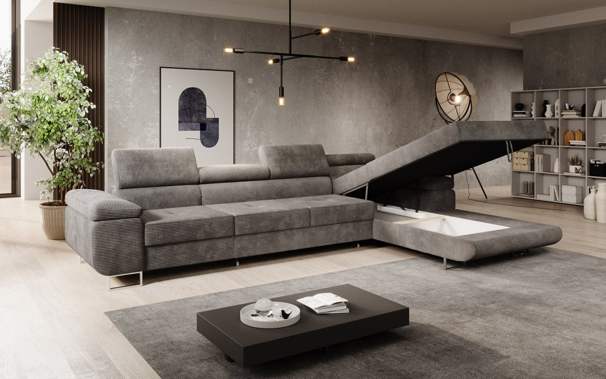 Designer Sofa Calvera Maxi mit Schlaf- und Klappfunktion in Cord