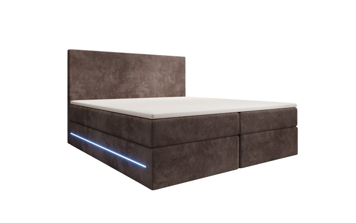 Boxspringbett Voyage mit LED u. Stauraum in Cord