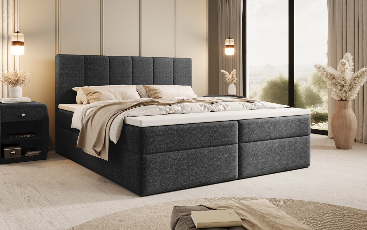 Boxspringbett Aurelia Bouclé mit Stauraum