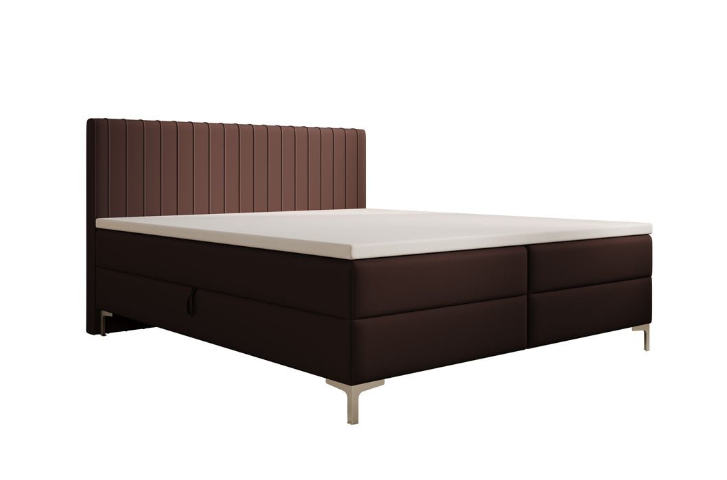 Leona Box Spring Bed in Faux Leather with Storage