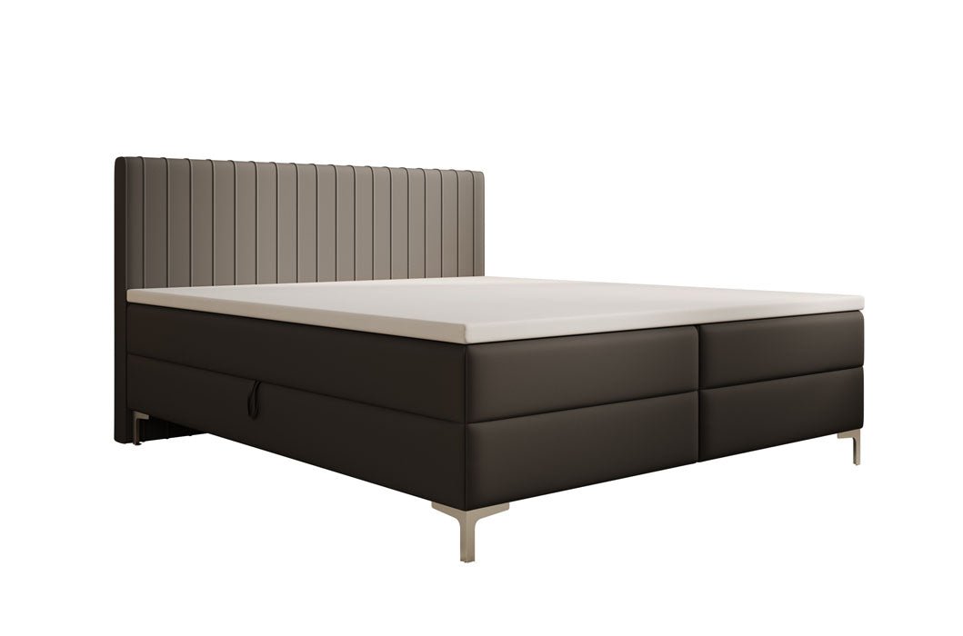 Leona Box Spring Bed in Faux Leather with Storage