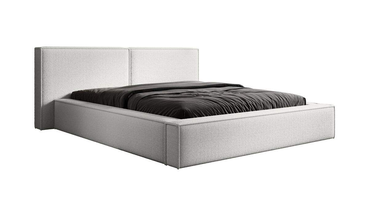 Designer Upholstered Bed Ophelia in Bouclé with Storage