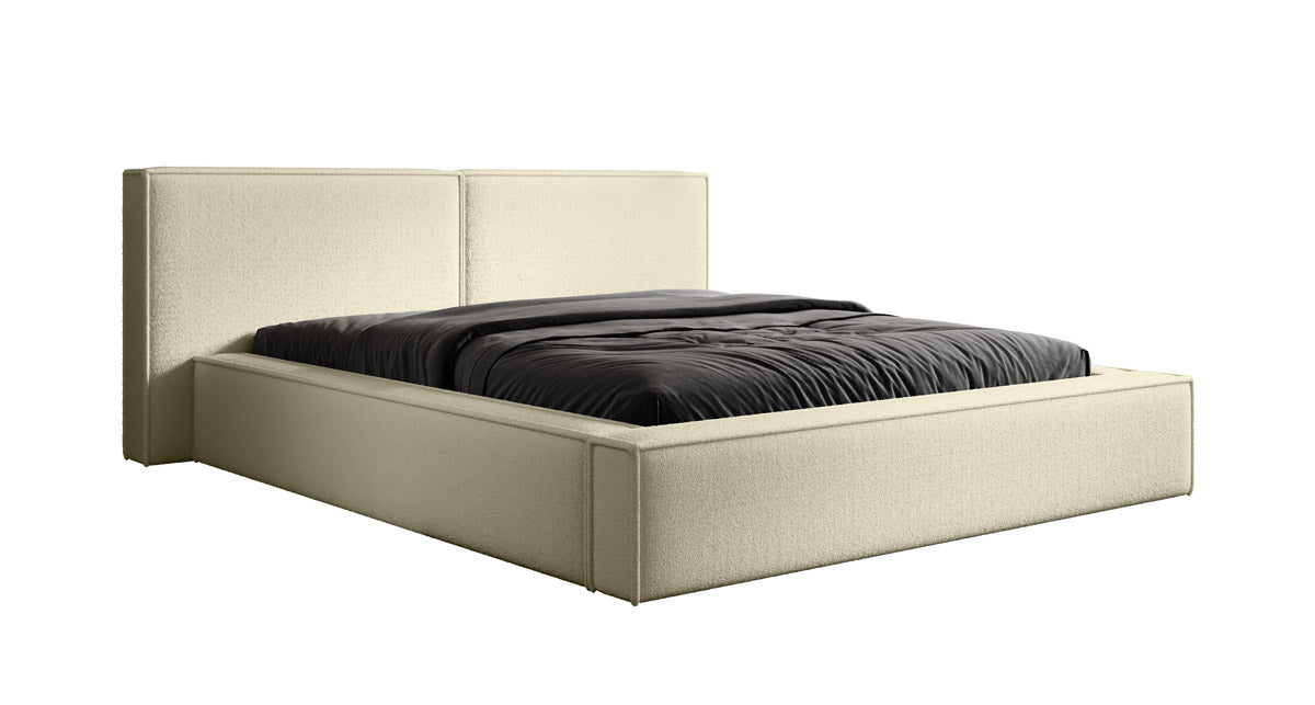 Designer Upholstered Bed Ophelia in Bouclé with Storage