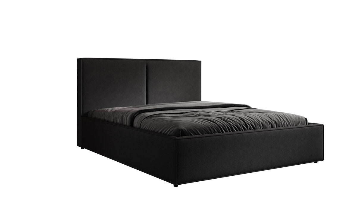Designer upholstered bed Elara in fabric with storage