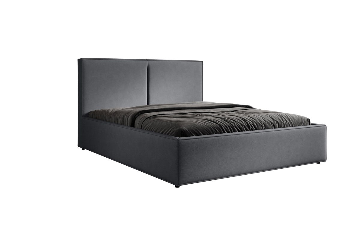 Designer upholstered bed Elara in fabric with storage