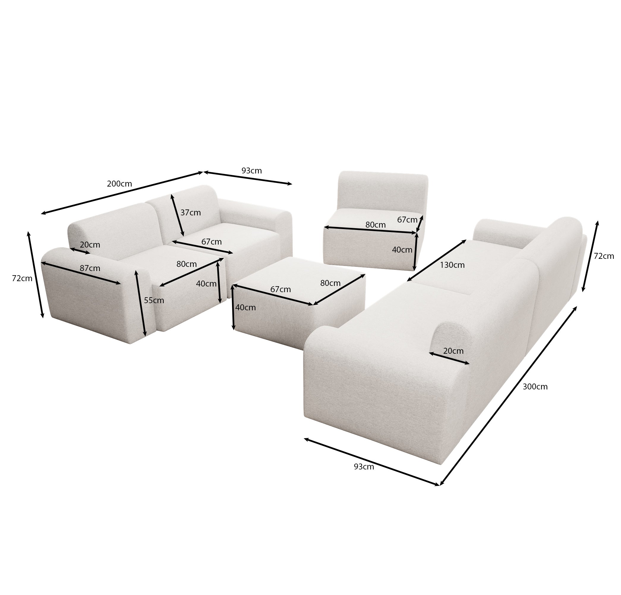 Modulares Gartensofa Relax Set "Lounge Ensemble"
