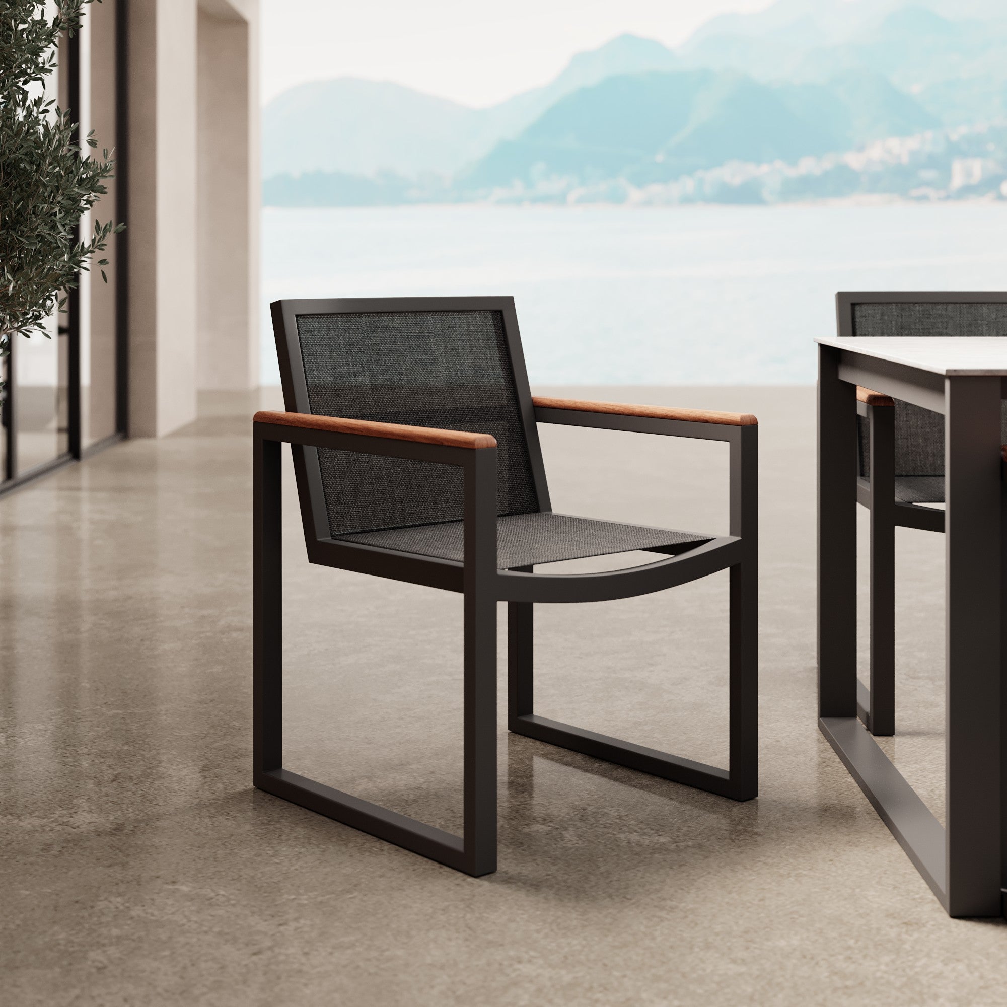 Vayla Garden Chair with Armrests – Aluminum & Robinia Wood | Aevora™ Collection