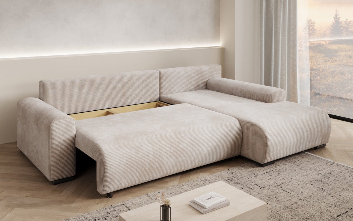 Designer Sofa Hanna mit Schlaffunktion und Stauraum