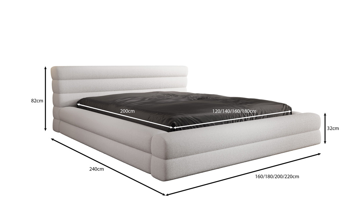 Designer Upholstered Bed Velana Bouclé with Storage