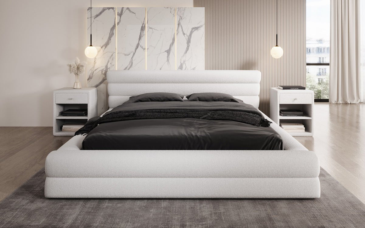 Designer Upholstered Bed Velana Bouclé with Storage