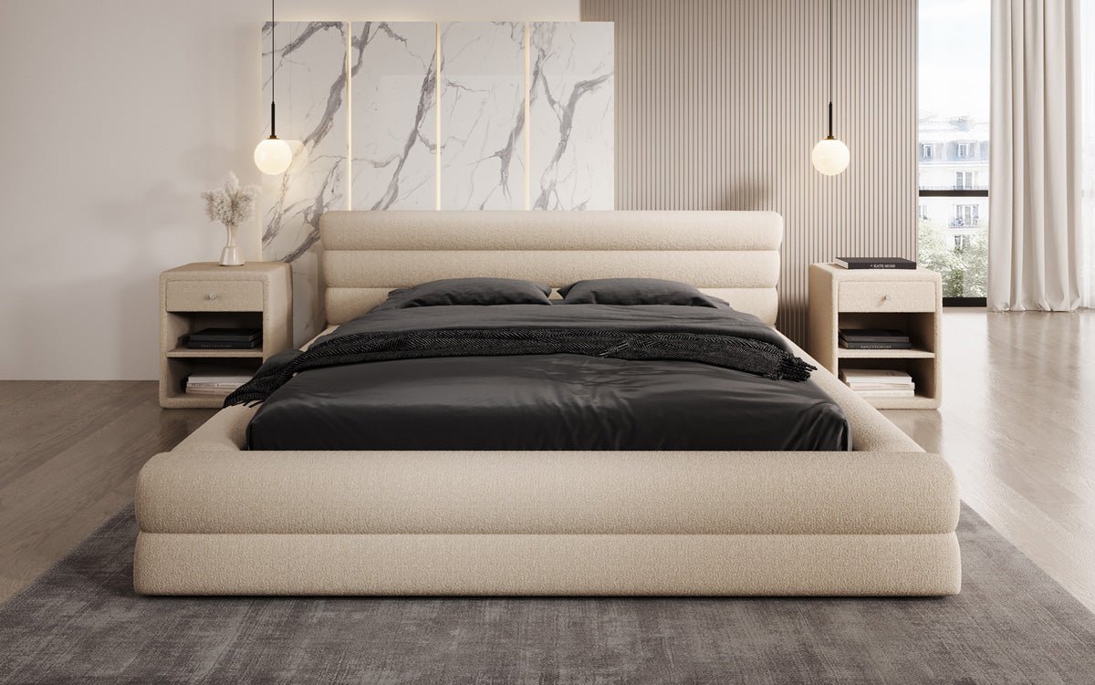 Designer Upholstered Bed Velana Bouclé with Storage