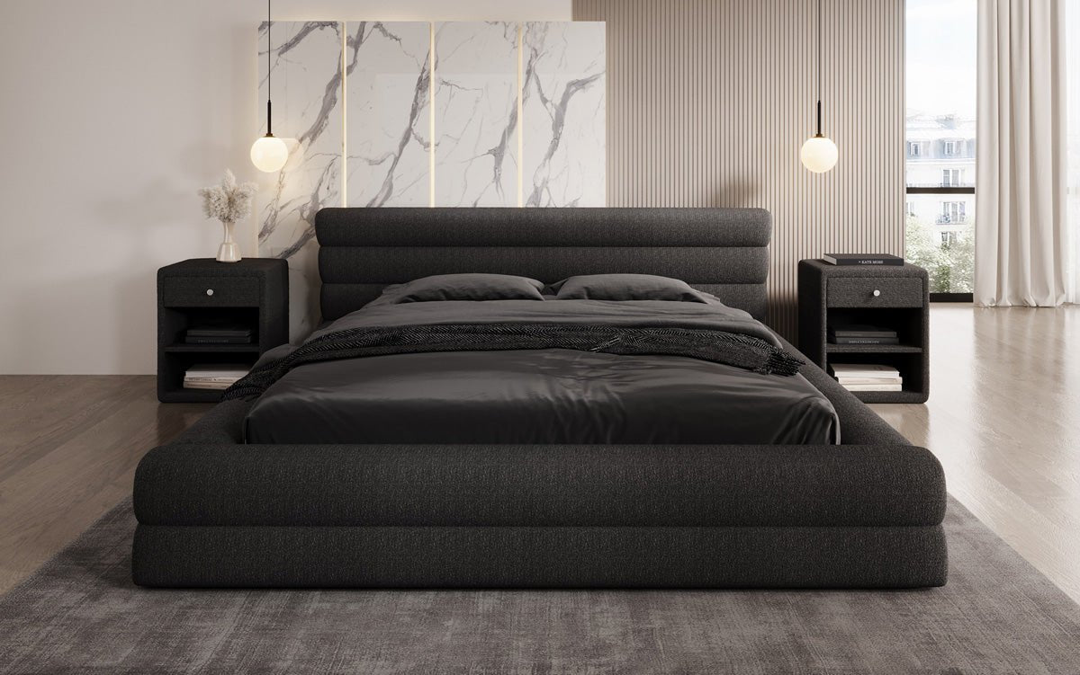 Designer Upholstered Bed Velana Bouclé with Storage