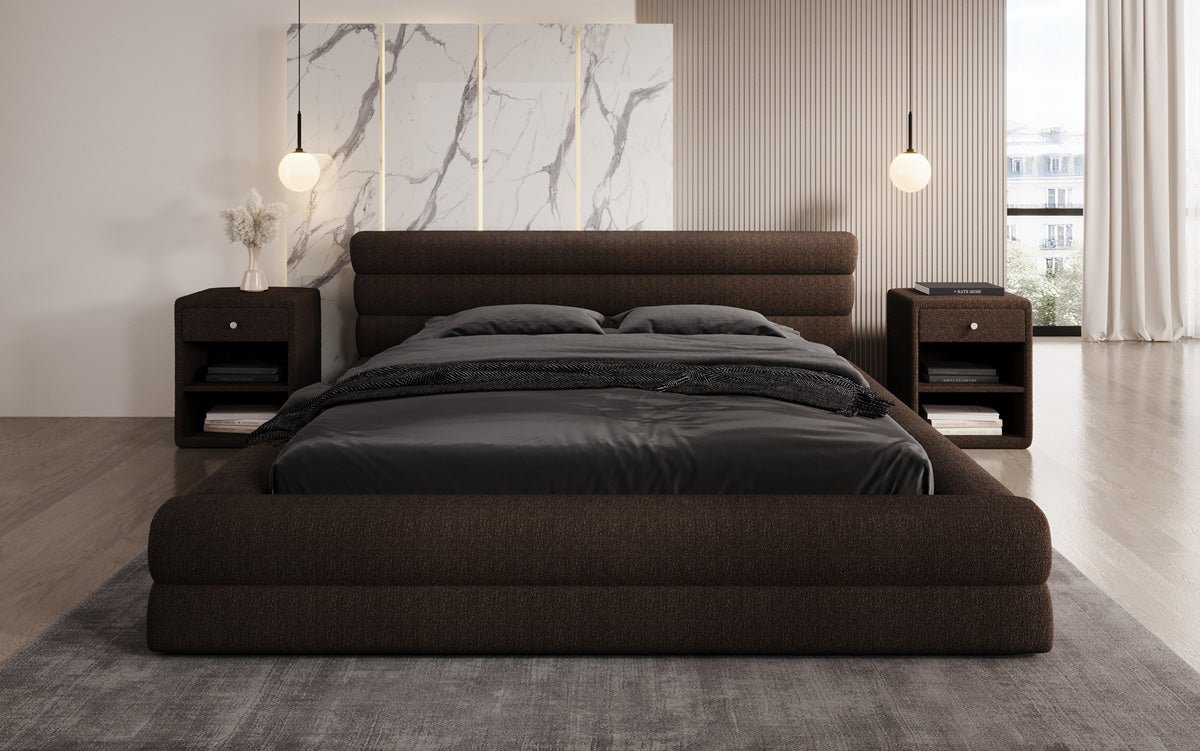 Designer Upholstered Bed Velana Bouclé with Storage