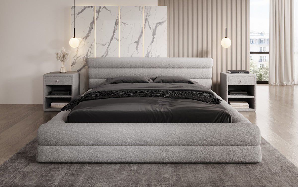 Designer Upholstered Bed Velana Bouclé with Storage