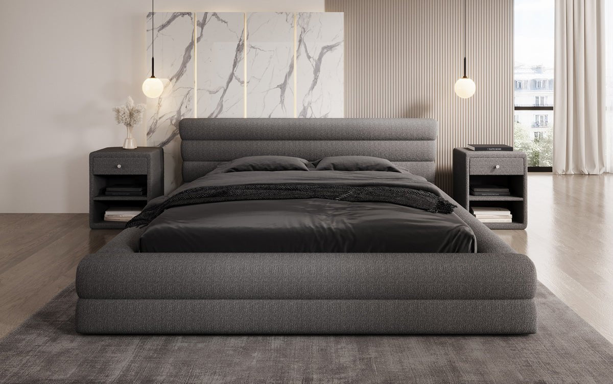 Designer Upholstered Bed Velana Bouclé with Storage