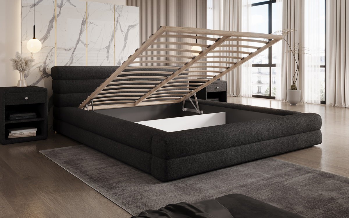 Designer Upholstered Bed Velana Bouclé with Storage