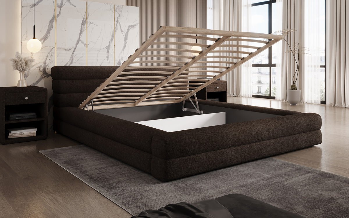Designer Upholstered Bed Velana Bouclé with Storage