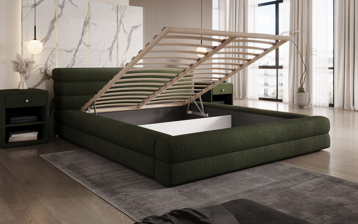 Designer Upholstered Bed Velana Bouclé with Storage