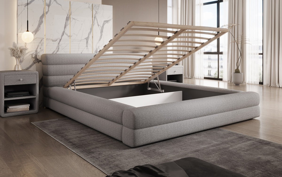Designer Upholstered Bed Velana Bouclé with Storage