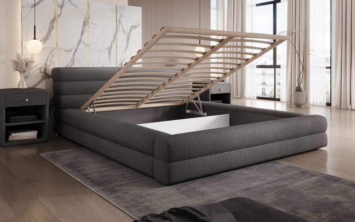 Designer Upholstered Bed Velana Bouclé with Storage