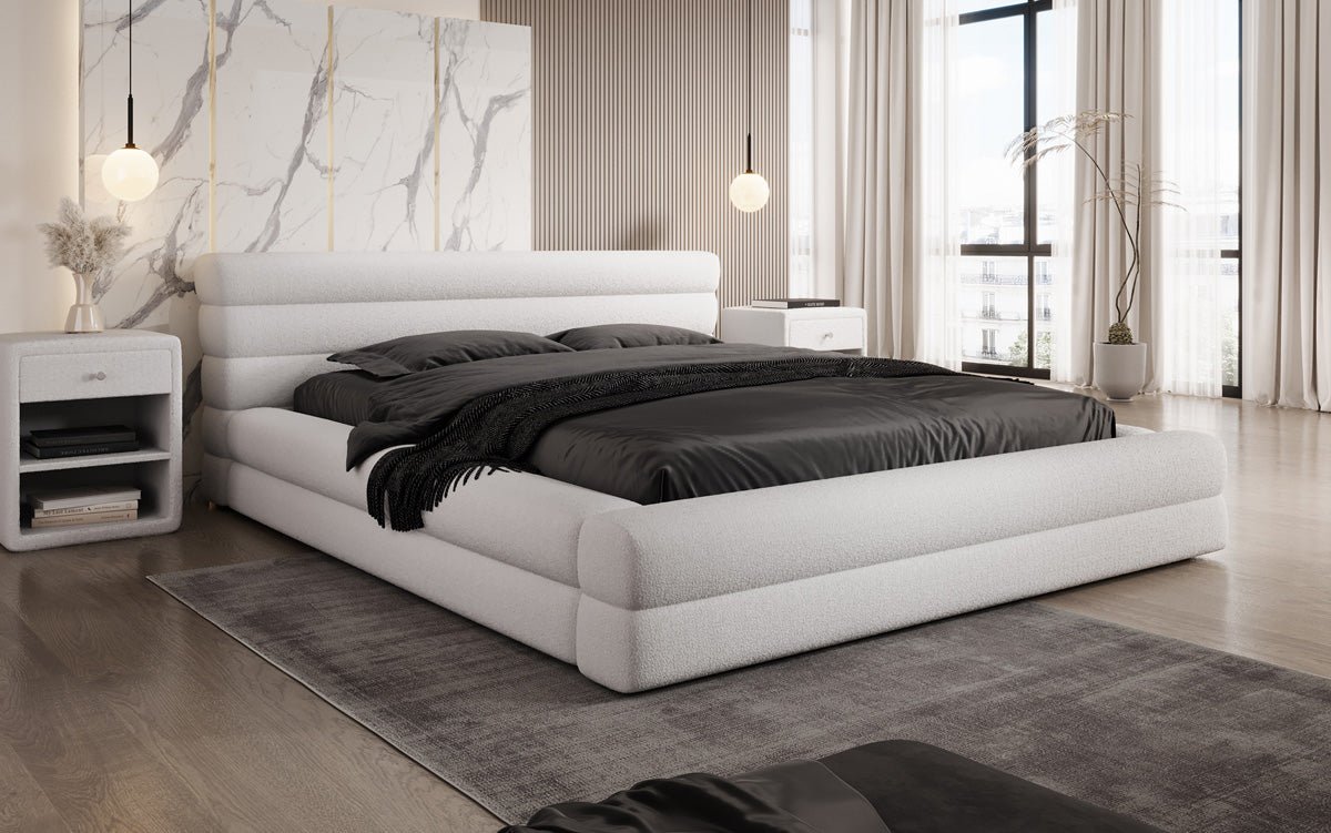 Designer Upholstered Bed Velana Bouclé with Storage
