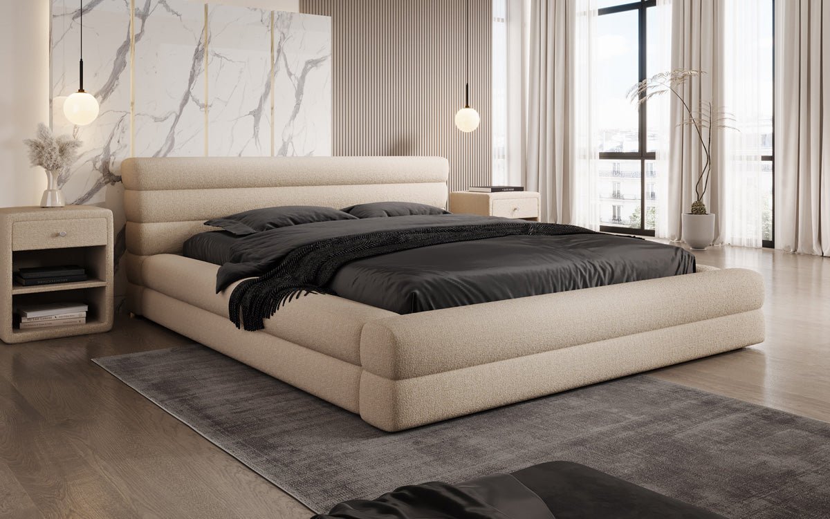 Designer Upholstered Bed Velana Bouclé with Storage