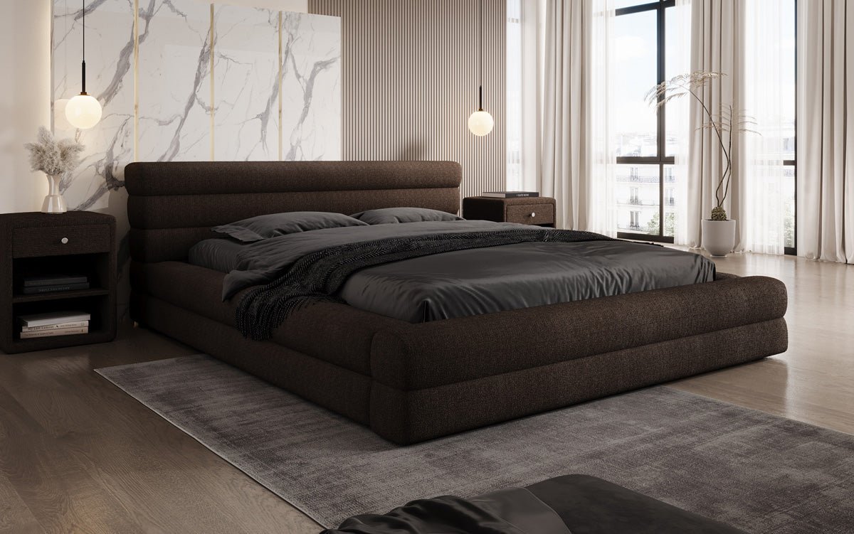 Designer Upholstered Bed Velana Bouclé with Storage