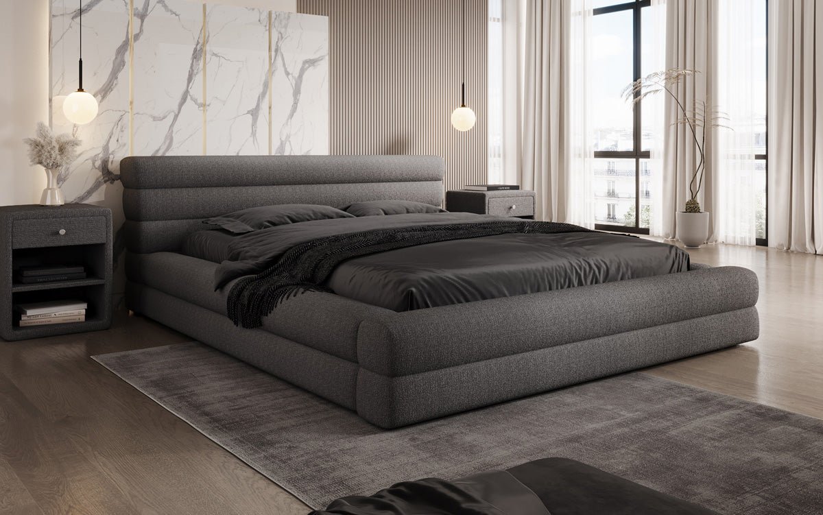 Designer Upholstered Bed Velana Bouclé with Storage