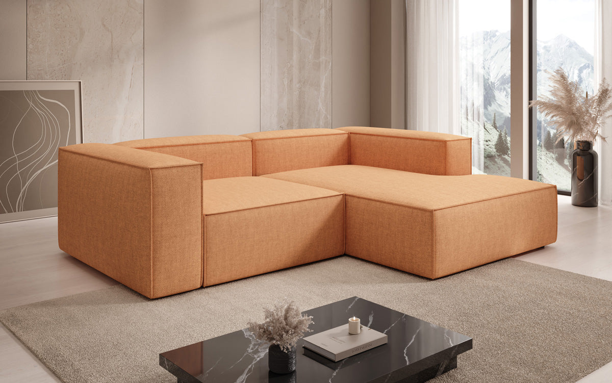 Designer Ecksofa Lesley Mini in Leinen-Optik