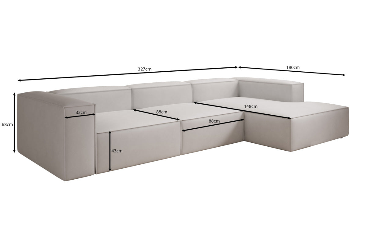 Designer Sofa Lesley L in Echtleder