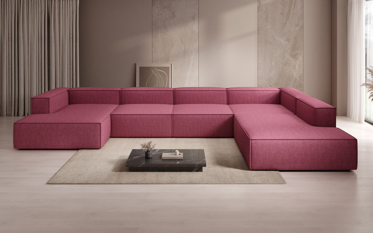 Designer Sofa Lesley U XXL in Leinen-Optik
