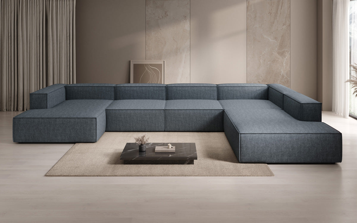 Designer Sofa Lesley U XXL in Leinen-Optik