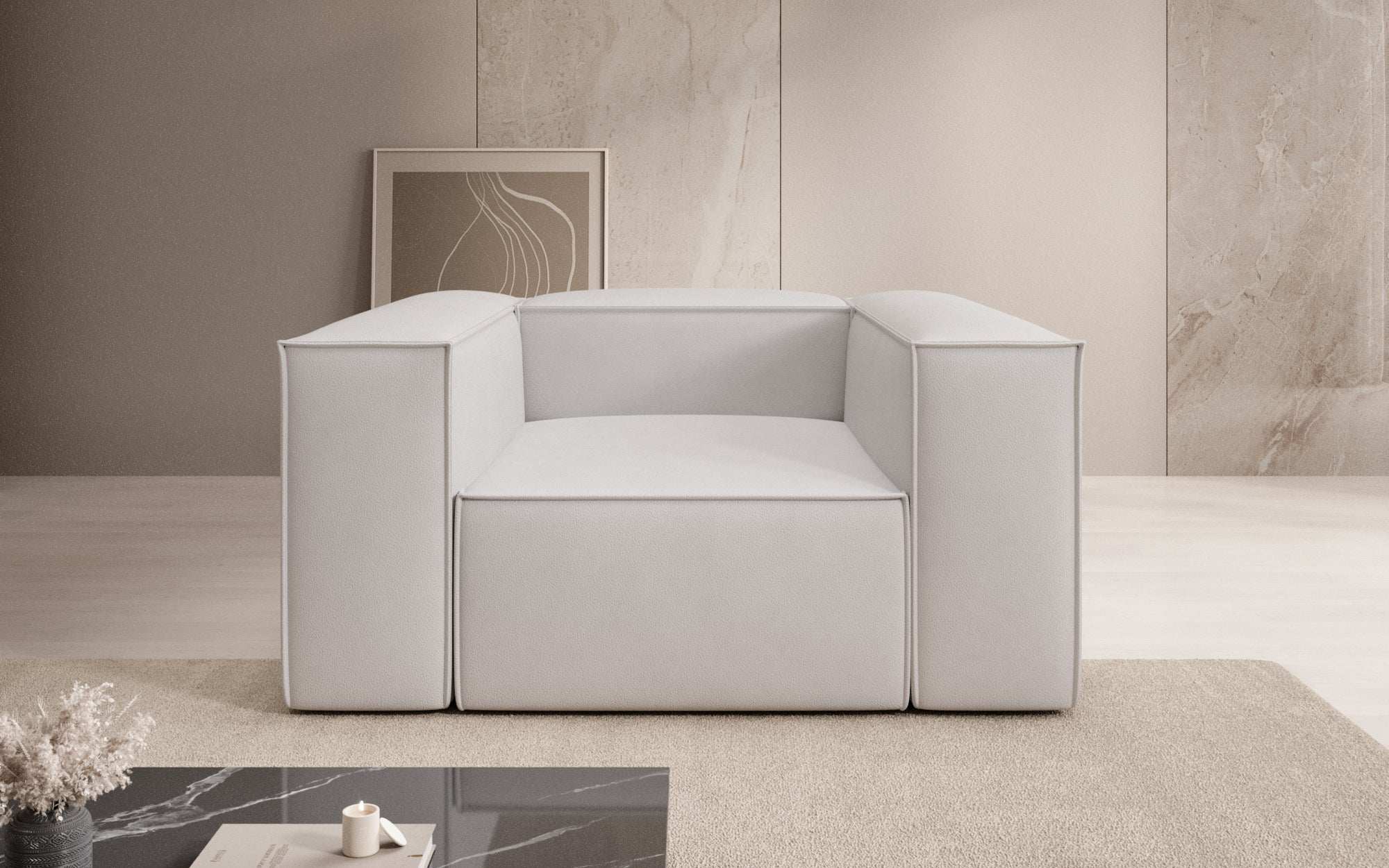 Designer Sofa-Sessel Lesley in Echtleder