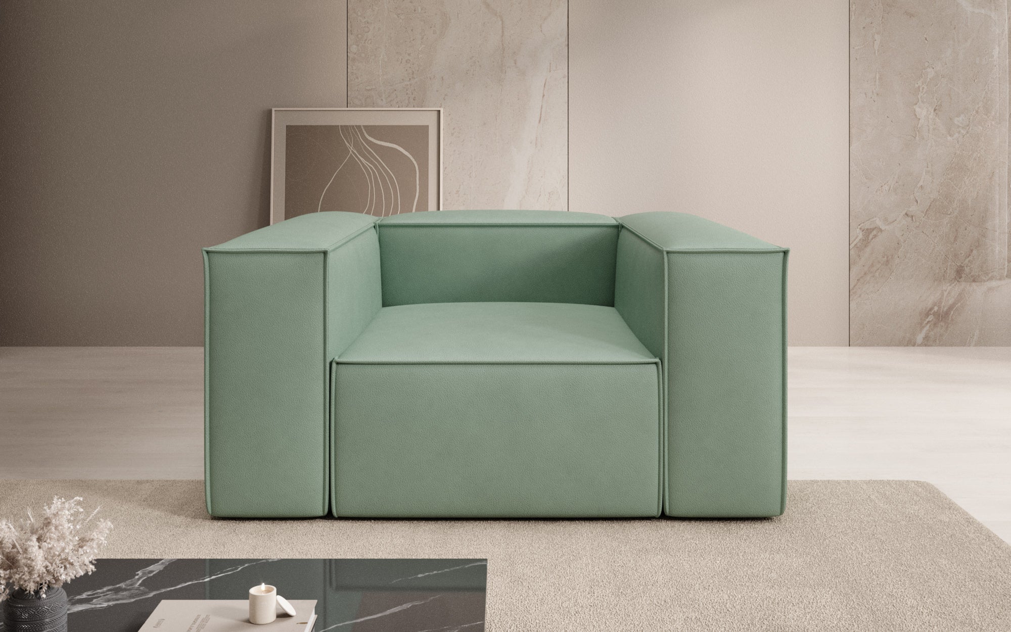Designer Sofa-Sessel Lesley in Echtleder