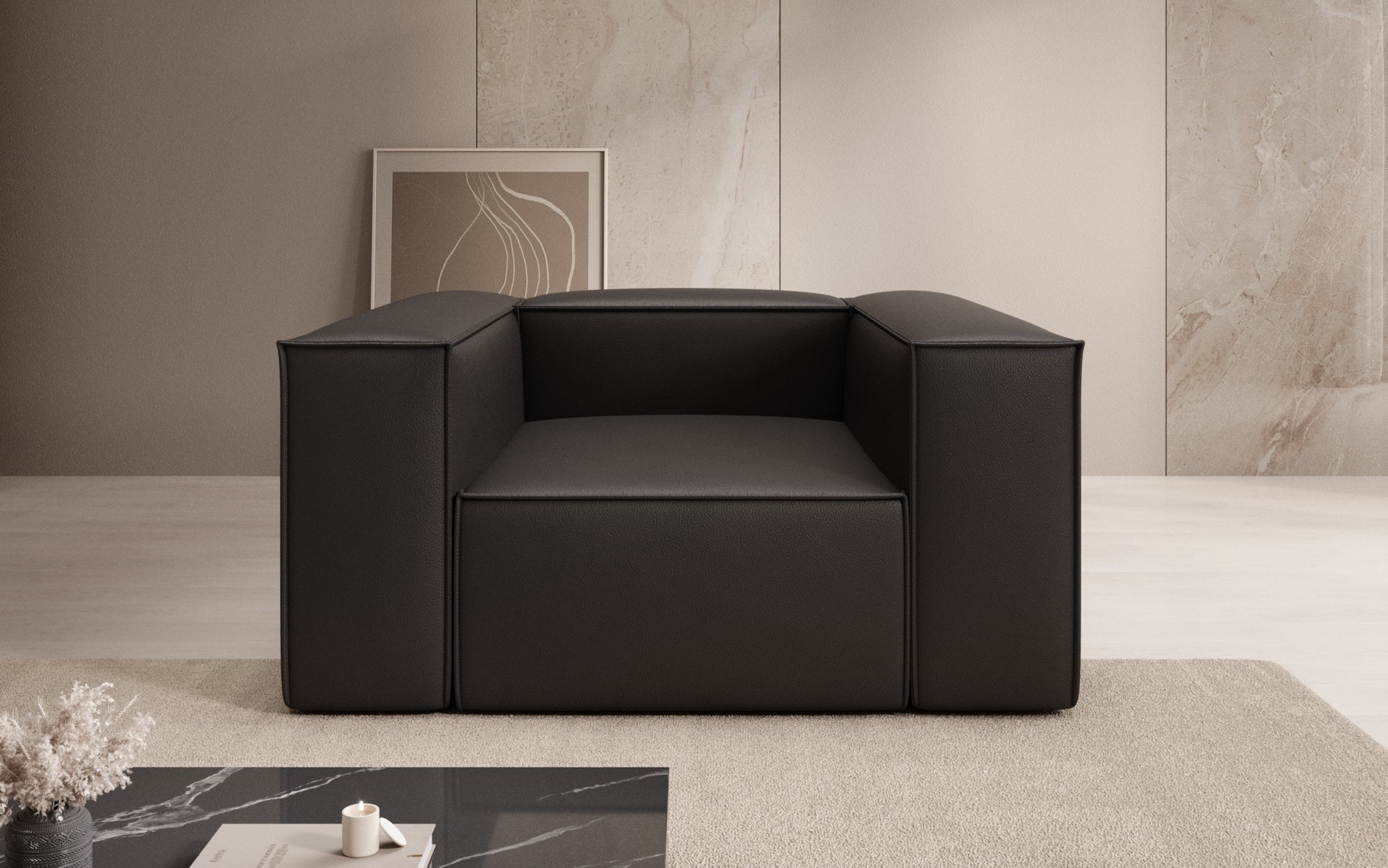Designer Sofa-Sessel Lesley in Echtleder