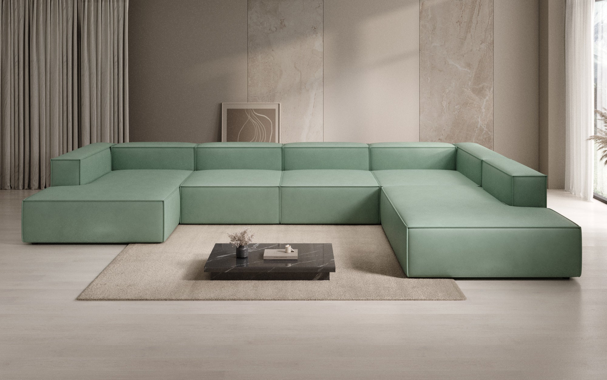 Designer Sofa Lesley U XXL in Echtleder